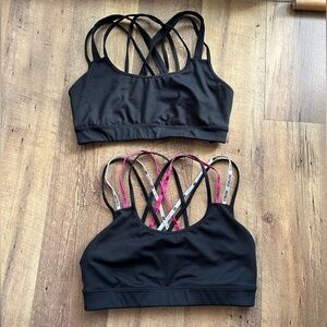 Lot of 2 PINK Victoria's Secret Sport Black and Pink Strappy Sports Bras size M